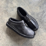 Chrome Fleur Mules: Gothic Suede, Metal Accents, Limited Edition Footwear