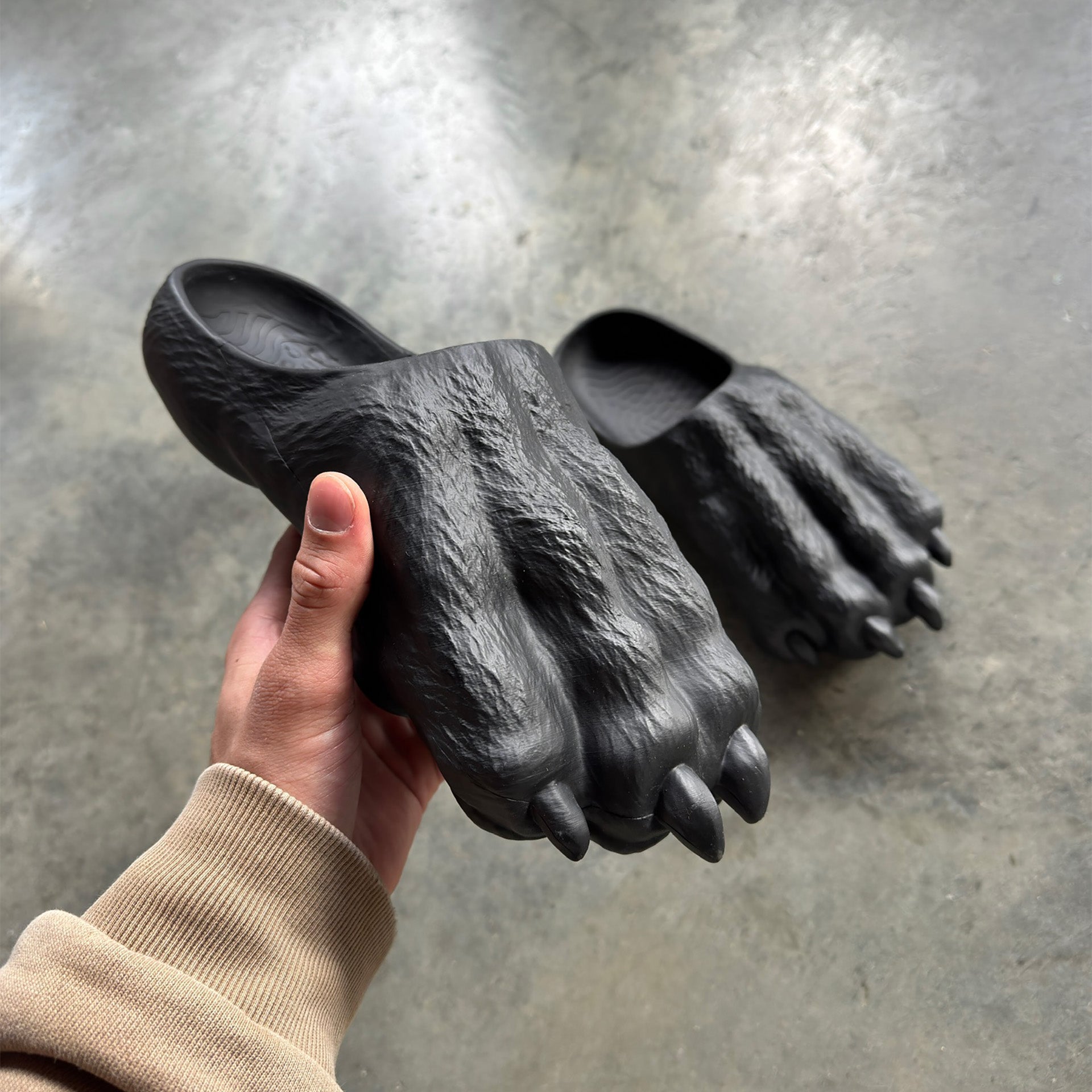 Savage Panther Paw Slides: Cloud-Soft EVA Foam, Matte Black, Unique Design