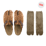 Whimsical Bambi Deer Print Tabi Clogs with Fuzzy Socks - US Men's Sizes