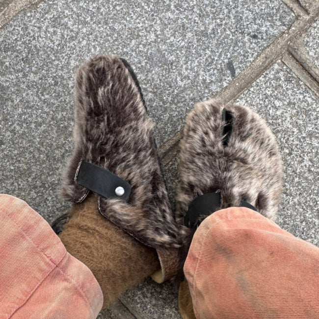 Iconic GOAT Tabis: Faux Fur Comfort Shoes with Suede Footbed, Free Socks