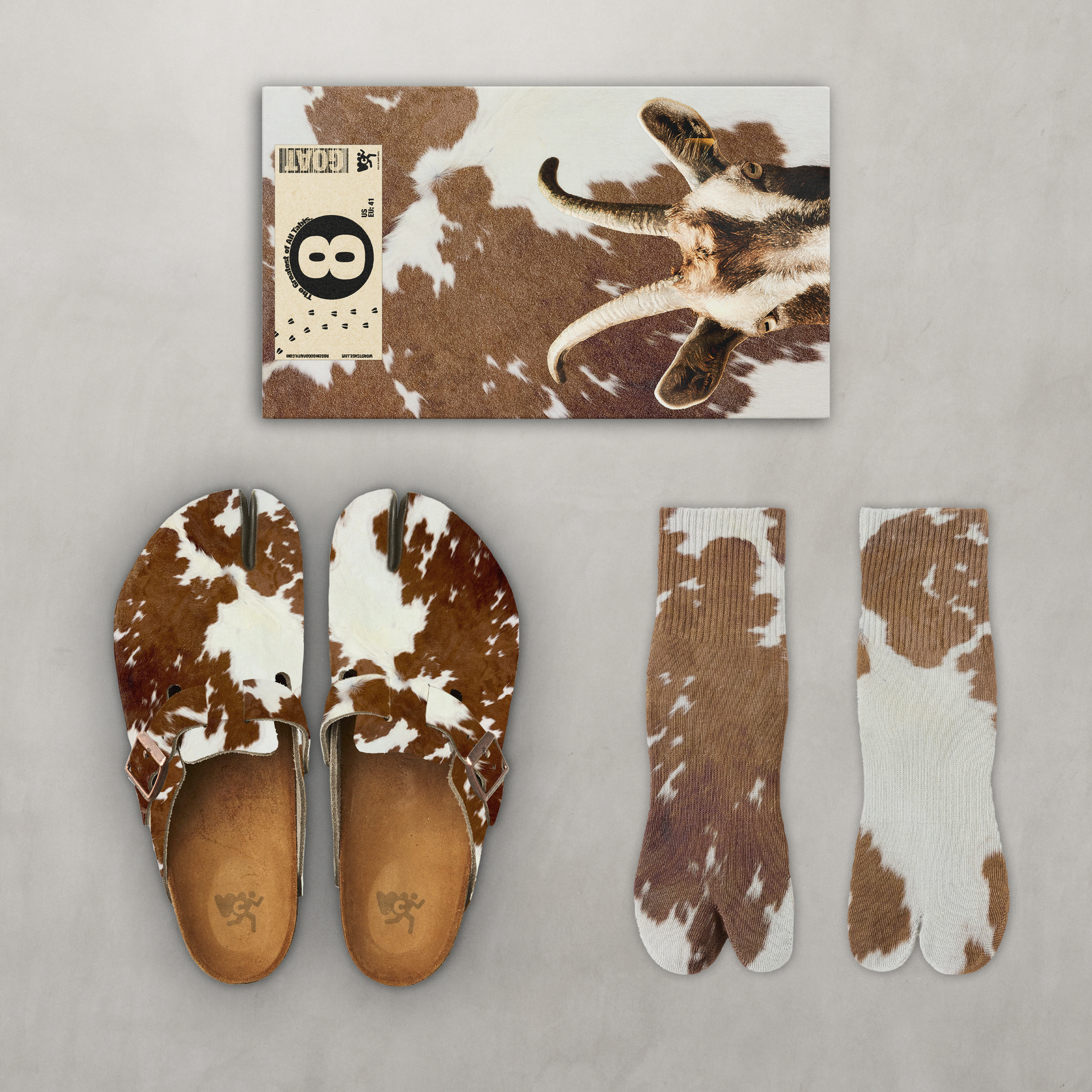 Stylish Cow Print Tabi Shoes with Free Socks – Comfortable Faux Fur Clogs