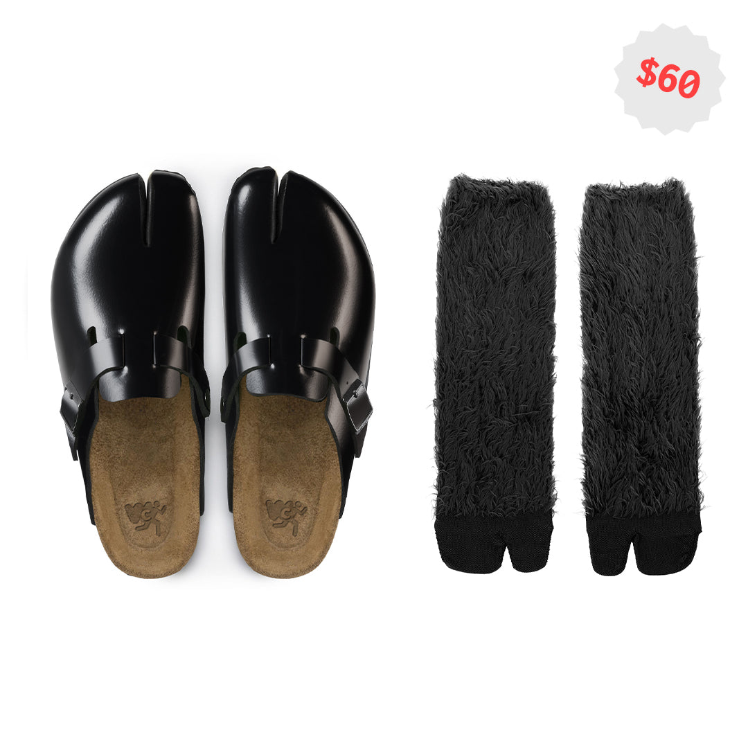 Iconic Black GOAT Tabi Split Toe Shoes Luxurious Leather Suede Comfort Free Socks