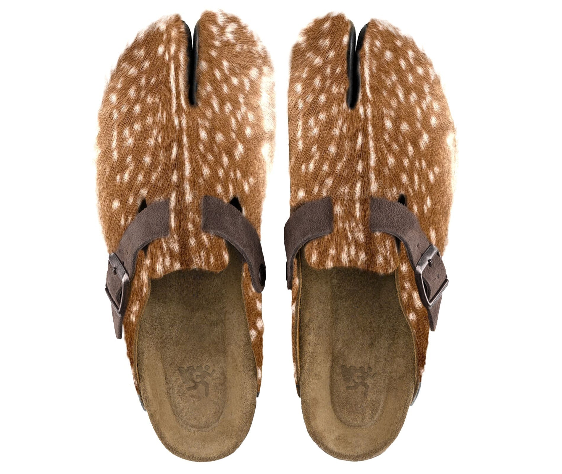 Whimsical Bambi Deer Print Tabi Clogs with Fuzzy Socks - US Men's Sizes